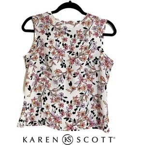 KAREN SCOTT Women’s Petite Floral Sleeveless Top - Small
